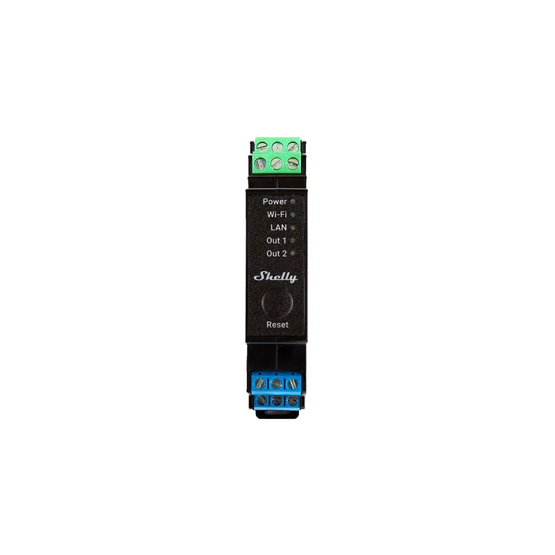 Shelly Pro 2PM DIN Rail 2-channel Relay, WiFi/LAN (Power measurement)